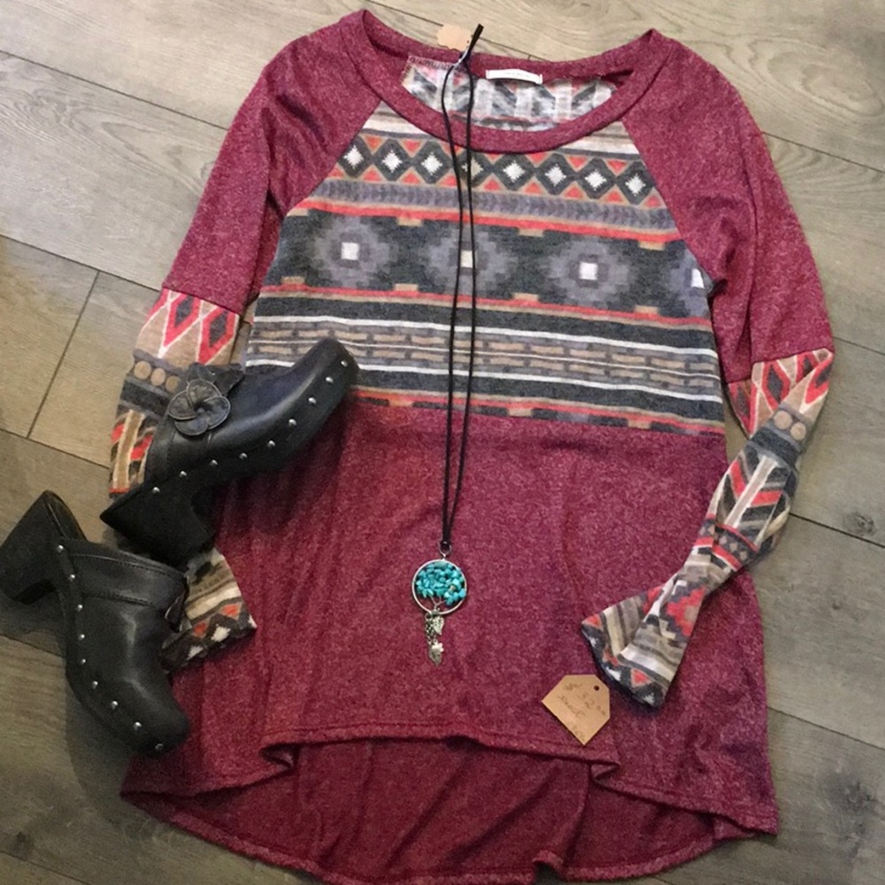 TRIBAL PRINT TOP SOLD!